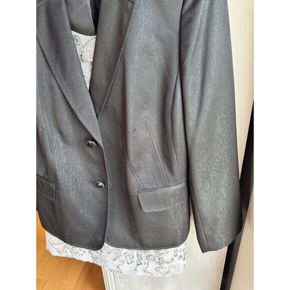 Le Suit 2-Button Evening Blazer Black on Black Metallic Thread Detail Sz 18W - Picture 6 of 11